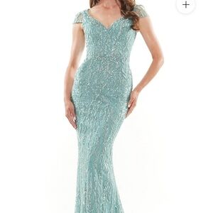 Rina diMontella Asymmetrical Gown in Sage Green